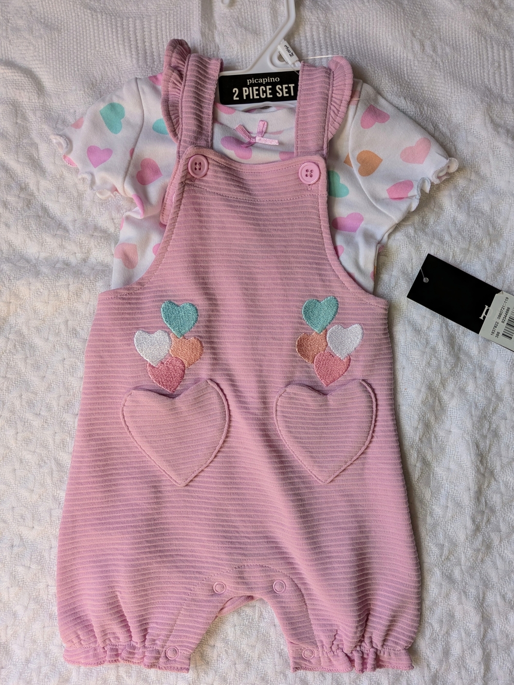 Picapino Pink Heart-Detail Romper Set for Kids